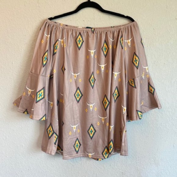 Tops - Boho Western Off the Shoulder Blouse NWT